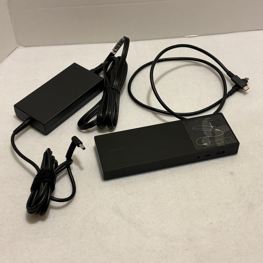 HP USB-C Dock G4 L13898-002 Docking Station with 120W Power Adapter Black Blue